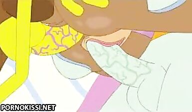 Порно версия мультфильма Губка Боб: Секс втроем с Сенди